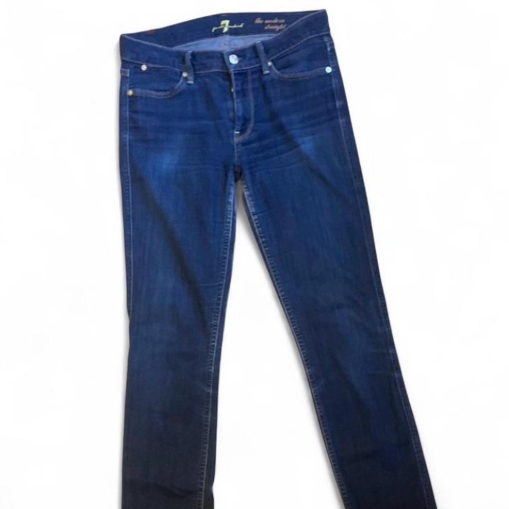 7 For All Mankind Dark Blue Straight Leg Jeans
